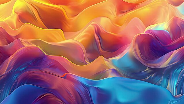 Liquid wavy motion video, colored waves background with slow movement, psychedelic moving fluid art, thick layered  material flow, psychic concept, 