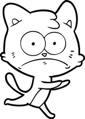 cartoon nervous cat