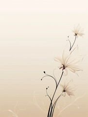 beige background with white flowers, copy space, ai generated