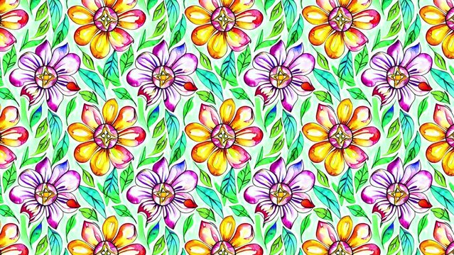 An abstract art nouveau style floral watercolor pattern motion graphic background. Designed with ai generated elements.