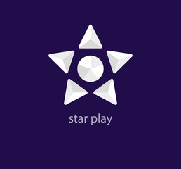 Star launch play sign logo. Unique color transitions. Creative circular star logo template. vector - obrazy, fototapety, plakaty