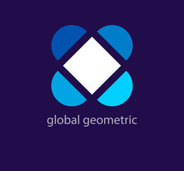 Creative global geometric shape logo. Unique color transitions. Creative geometric logo template. vector
