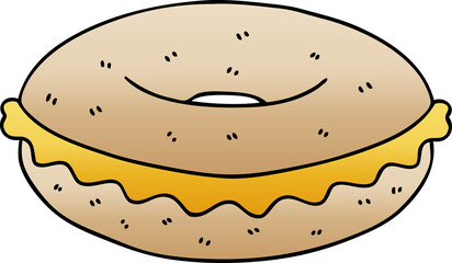 gradient shaded quirky cartoon cheese bagel