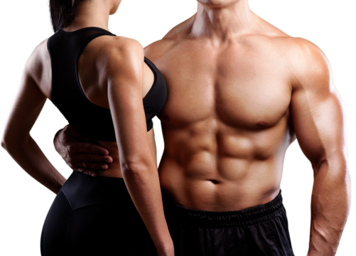 Young sporty muscular couple posing - Powered by Adobe