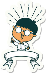 sticker of a tattoo style man with genius idea