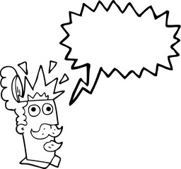 freehand drawn speech bubble cartoon man with exploding head