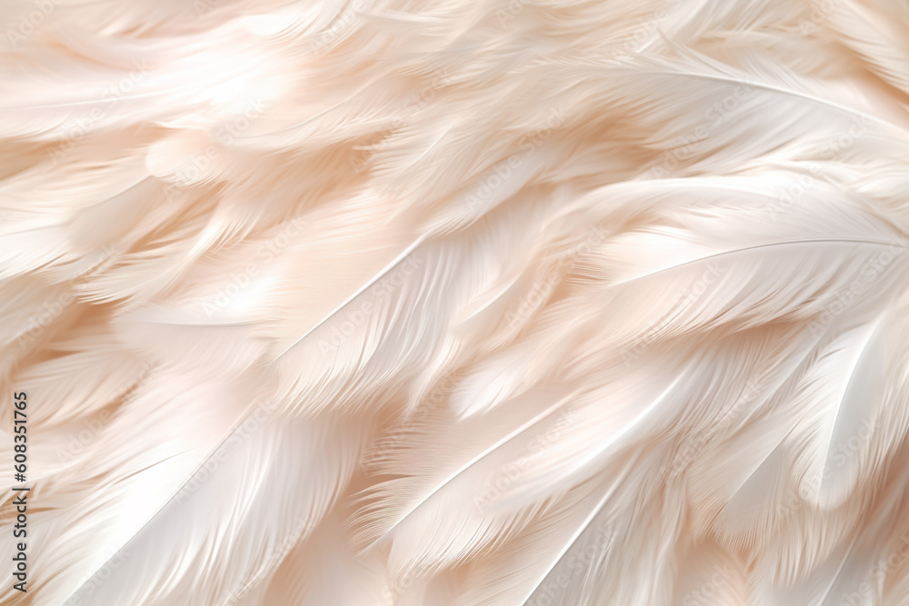 Poster A delicate and ethereal feather background pattern texture, with translucent feathers overlapping each other,  Generative AI technology.