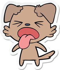 sticker of a cartoon disgusted dog
