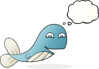 Fototapeta premium freehand drawn thought bubble cartoon whale
