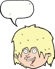 cartoon happy man with speech bubble