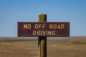 No Off Road Driving sign in Badlands National Park.
