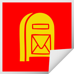 square peeling sticker cartoon of a mail box