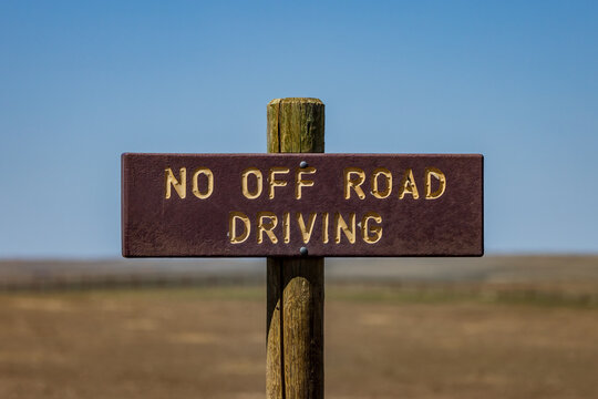 No Off Road Driving sign in Badlands National Park.
