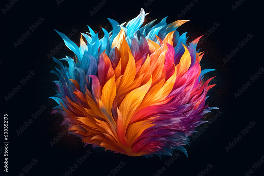 Aufkleber a digital illustration of a stylized flame with bold and dynamic colors, representing passion, power
