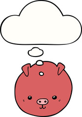 cartoon pig with thought bubble