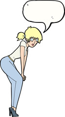 cartoon woman posing with speech bubble