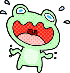 cute cartoon frog frightened