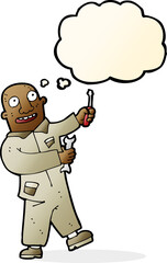 cartoon mechanic with thought bubble