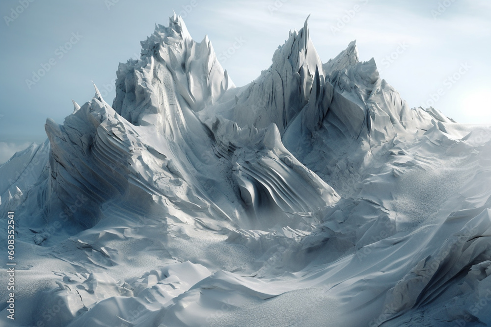 Aufkleber wind-sculpted ice formations on a mountain peak, showcasing the transformative power of wind in shap