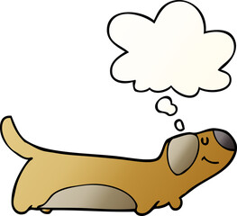 cartoon dog with thought bubble in smooth gradient style