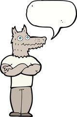 cartoon werewolf with speech bubble