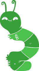 flat color style cartoon happy caterpillar