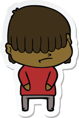 sticker of a cartoon boy with untidy hair