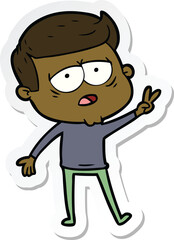 sticker of a cartoon tired man