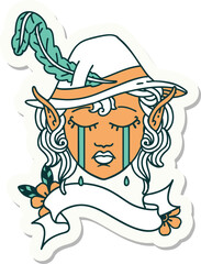 sticker of a crying elven bard character