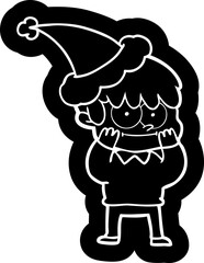 Fototapeta premium happy quirky cartoon icon of a man wearing santa hat