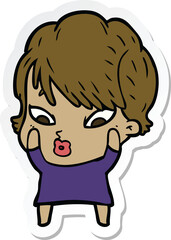 sticker of a cartoon woman
