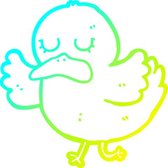cold gradient line drawing of a cartoon duck