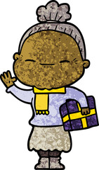 cartoon peaceful old woman