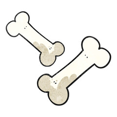 freehand textured cartoon old bones