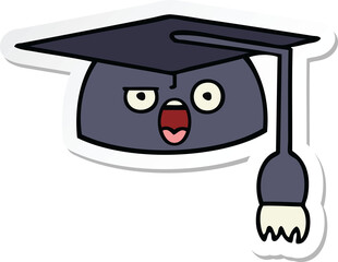 sticker of a cute cartoon graduation hat