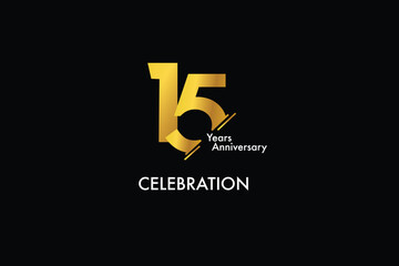 15th, 15 years, 15 year anniversary gold color on black background abstract style logotype. anniversary with gold color isolated on black background, vector design for celebration vector