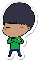 sticker of a cartoon smug boy