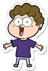 sticker of a cartoon happy man