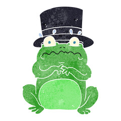 freehand retro cartoon wealthy toad