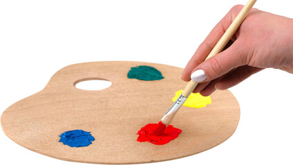 Palette And A Paintbrush In Use - Isolated