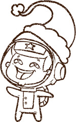 Christmas Astronaut Charcoal Drawing