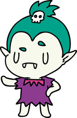 cartoon illustration kawaii of cute vampire girl