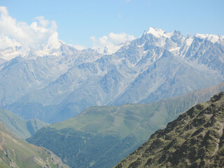 Beautiful montane landscape. Alpine climbing. Sunset in the mountains. The Tsautsasus is a region spanning Europe and Asia. Elbrus region. Mountains landscape. oetztal alps, tyrol, austria, europe