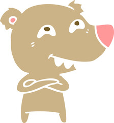 flat color style cartoon bear showing teeth