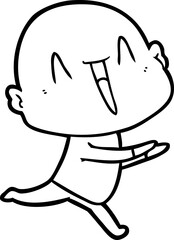 happy cartoon bald man