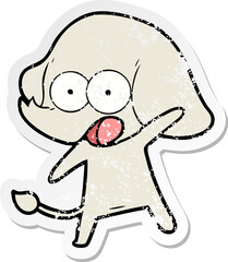 distressed sticker of a cute cartoon elephant