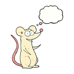 freehand drawn thought bubble cartoon happy mouse