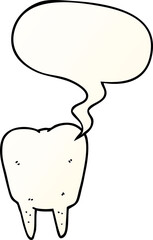 cartoon tooth with speech bubble in smooth gradient style