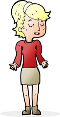 cartoon woman shrugging shoulders