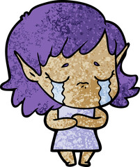 Fototapeta premium cartoon crying elf girl